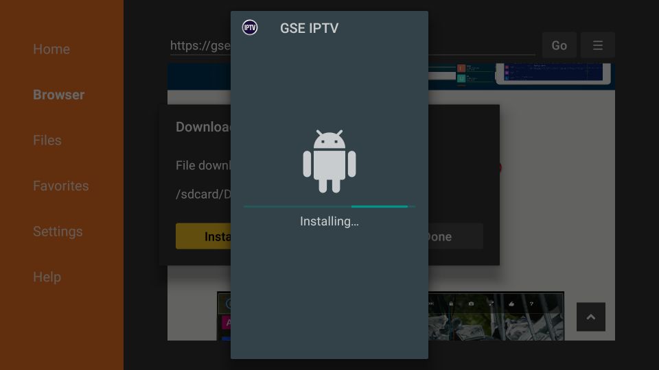 在Firestick上设置GSE Smart IPTV