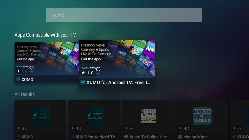 Xumo App öffnen