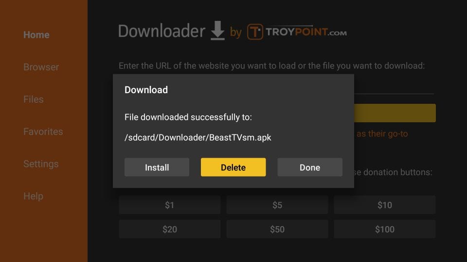 removing beast tv apk file from firestick storage
