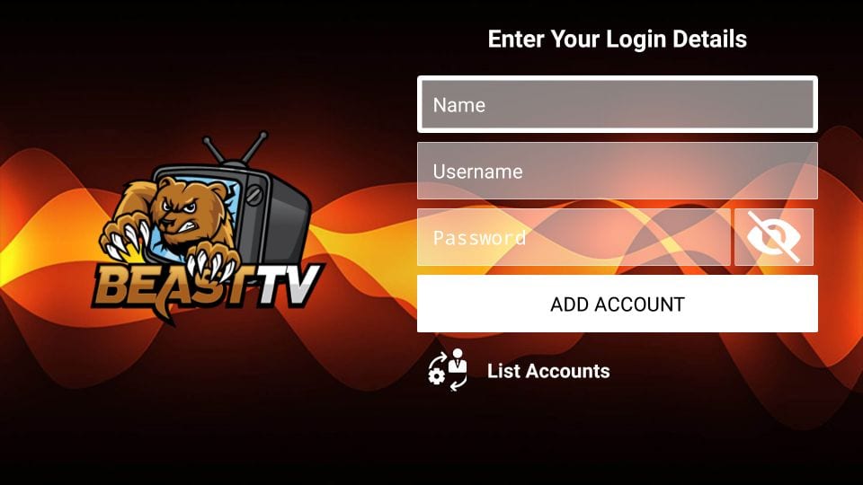 faça login no aplicativo beast tv no Firestick