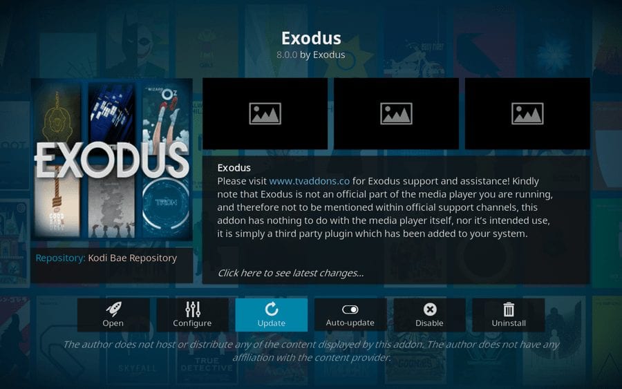 exodus kodiアドオンを更新