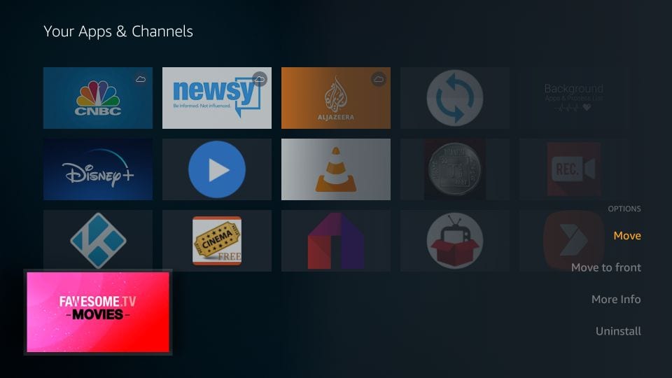 move fawesome tv app on top