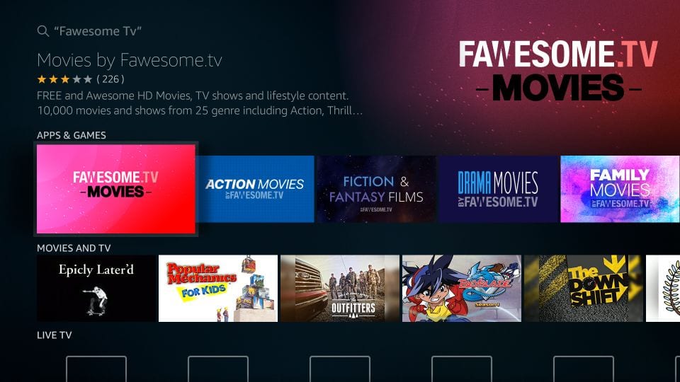 download fawesome tv on firestick