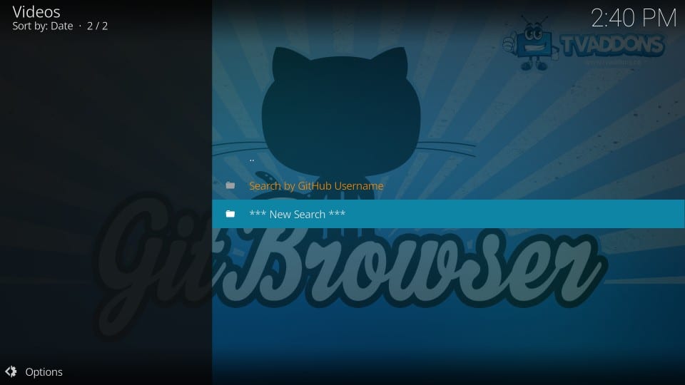 how to use git browser to install kodi addons