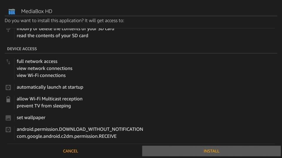 установить приложение Mediabox HD на Amazon Firestick