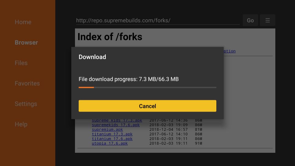 Download APK della forcella in titanio 18.1 su firestick