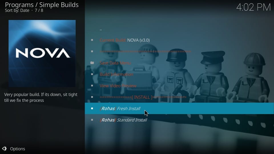 Installationsschritte für Nova Build
