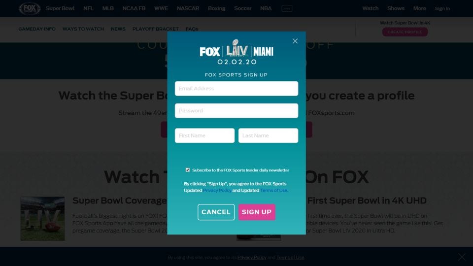 fox sports live subscription