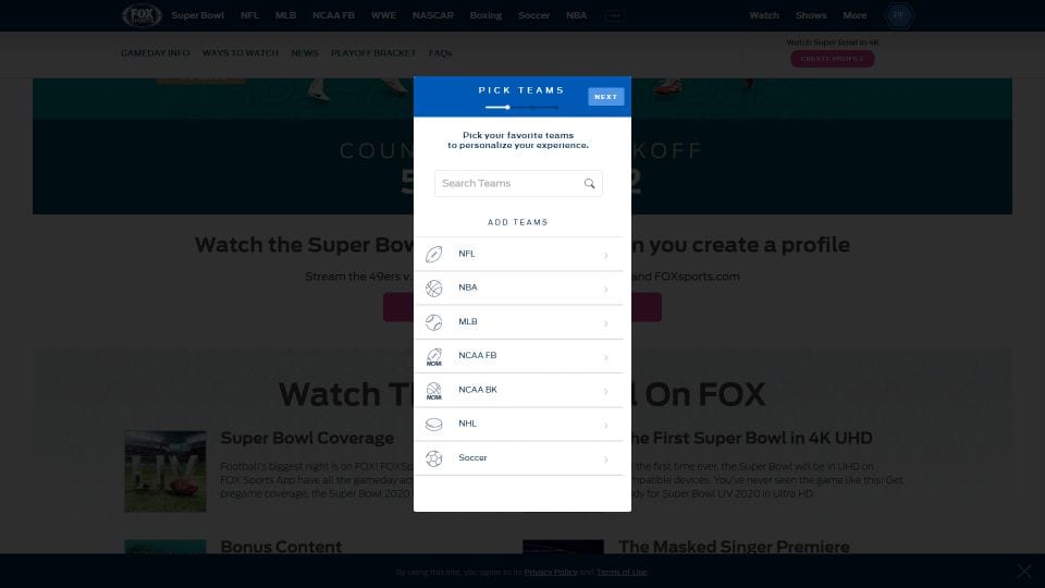 super bowl 2020 on fox sports for free